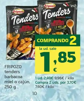 HiperDino Fripozo tenders barbacoa miel o cajún, 250 g oferta