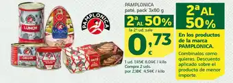HiperDino Pamplonica paté, pack 3x80 g oferta