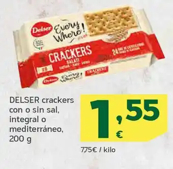 HiperDino Delser crackers con o sin sal, integral o mediterráneo, 200 g oferta