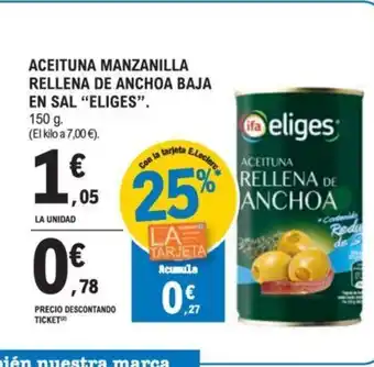 E.Leclerc ACEITUNA MANZANILLA RELLENA DE ANCHOA BAJA oferta