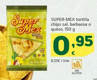 HiperDino Super-mex tortilla chips sal, barbacoa o queso, 150 g oferta