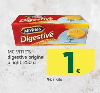 HiperDino Mcvitie’s digestive original o light, 250 g oferta