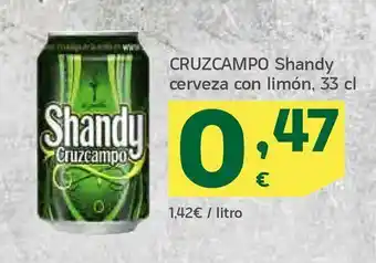HiperDino Cruzcampo shandy cerveza con limón, 33 cl oferta