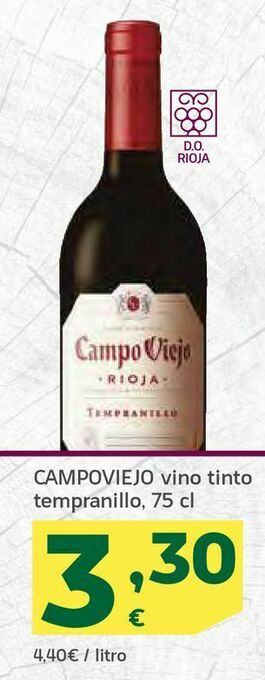 HiperDino Campoviejo vino tinto tempranillo, 75 cl oferta