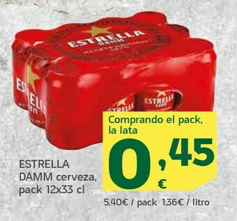 HiperDino Estrella damm cerveza, pack 12x33 cl oferta