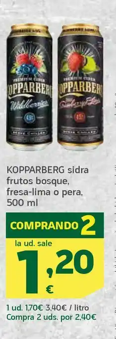 HiperDino Kopparberg sidra frutos bosque, fresa-lima o pera, 500 ml oferta