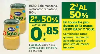 HiperDino Hero solo manzana, melocotón y plátano, 190 g oferta