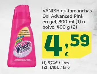 HiperDino Vanish quitamanchas oxi advanced pink en gel, 800 ml o polvo, 400 g oferta