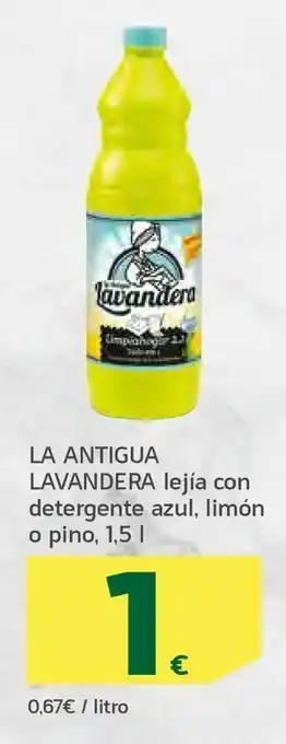 HiperDino La antigua lavandera lejía con detergente azul, limón o pino, 1,5 l oferta