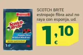 HiperDino Scotch brite estropajo fibra azul no raya con esponja, ud. oferta