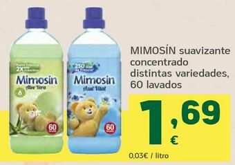 HiperDino Mimosín suavizante concentrado distintas variedades, 60 lavados oferta