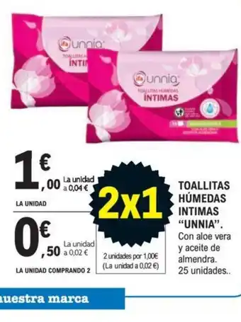 E.Leclerc TOALLITAS HÚMEDAS INTIMAS "UNNIA oferta