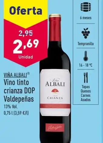 ALDI Vino tinto crianza DOP Valdepeñas oferta