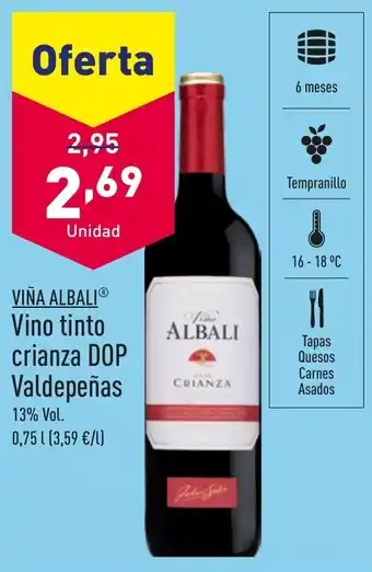 ALDI Vino tinto crianza DOP Valdepeñas oferta