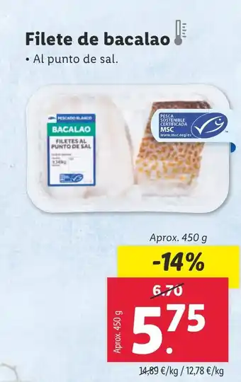 Lidl Filete de bacalao oferta