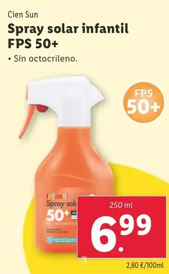 Lidl Spray solar infantil FPS 50+ oferta