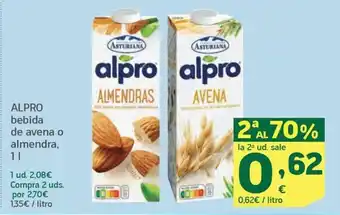 HiperDino ALPRO bebida de avena o almendra, oferta