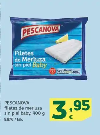 HiperDino PESCANOVA filetes de merluza sin piel baby, 400 g oferta