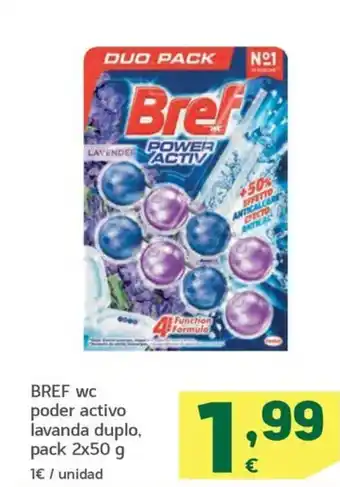 HiperDino BREF wc poder activo lavanda duplo, pack 2x50 g oferta