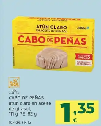 HiperDino CABO DE PEÑAS atún claro en aceite de girasol, oferta