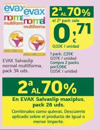 HiperDino EVAX Salvaslip normal multiforma, pack 34 uds. oferta