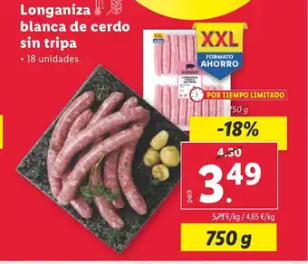 Lidl Longaniza blanca de cerdo sin tripa oferta