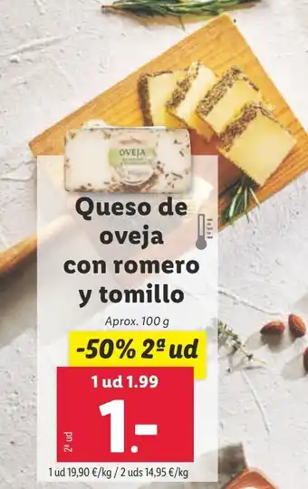 Lidl Queso de oveja con romero y tomillo oferta