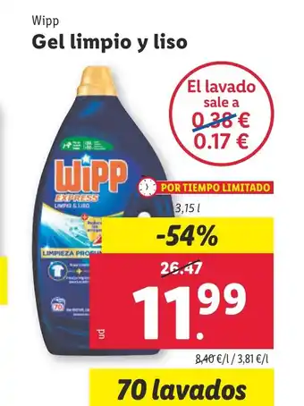 Lidl Wipp Gel limpio y liso oferta