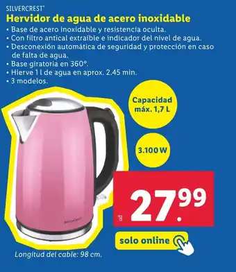 Lidl SILVERCREST Hervidor de agua de acero inoxidable oferta