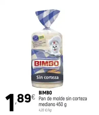Coviran Bimbo Pan de molde sin corteza mediano 450g oferta