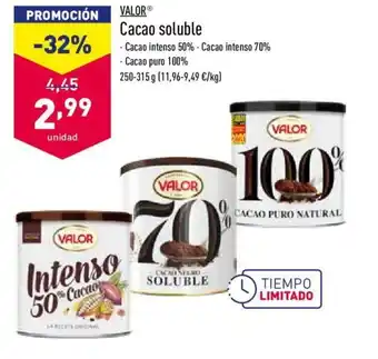 ALDI Valor Cacao soluble 250-315g oferta