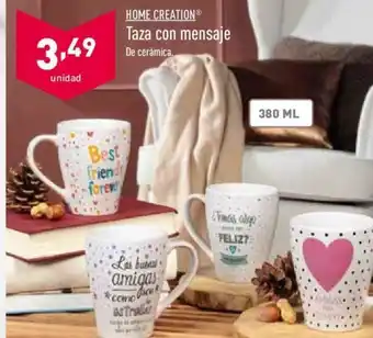 ALDI Home Creation Taza con mensaje oferta