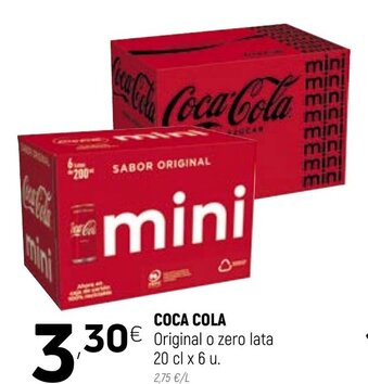 Coviran Coca Cola Original o zero lata 20 cl x 6u oferta