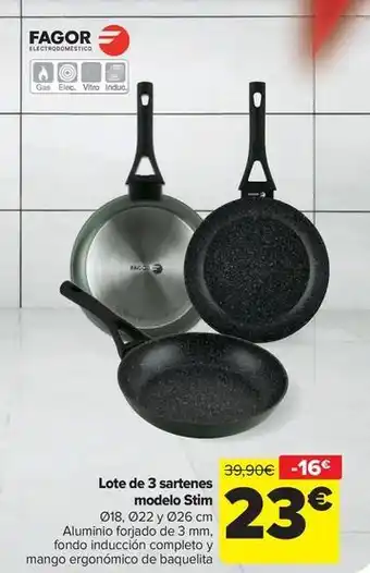 Carrefour Lote de 3 sartenes modelo stim oferta