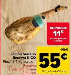 Carrefour Nico - jamón serrano reserva oferta