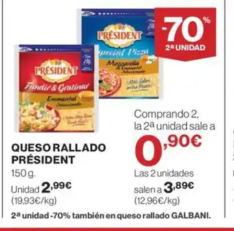 Hipercor QUESO RALLADO PRÉSIDENT oferta