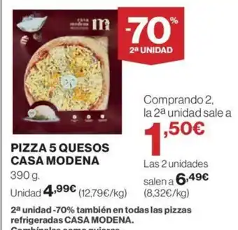 Hipercor PIZZA 5 QUESOS CASA MODENA oferta