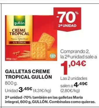 Hipercor GALLETAS CREME TROPICAL GULLÓN oferta