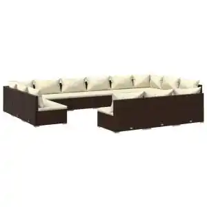 Brico Depôt vidaXL set de muebles de jardín 13 pzas cojines ratán sintético marrón oferta