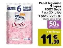 Carrefour Foxy - papel higiénico 3 capas seda oferta