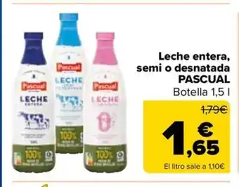 Carrefour Leche entera, semi o desnatada PASCUAL oferta