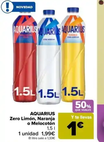 Carrefour AQUARIUS Zero Limón, Naranja o Melocotón oferta