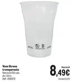 Makro Vaso litrona transparente oferta
