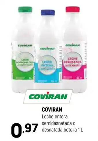 Coviran COVIRAN Leche entera, semidesnatada o desnatada botella 1L oferta