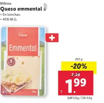 Lidl Milbona Queso emmental oferta