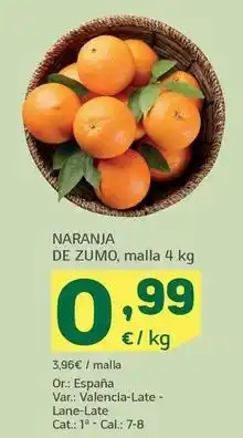 HiperDino Naranja de zumo oferta