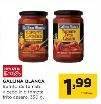 Alimerka GALLINA BLANCA Sofrito de tomate y cebolla o tomate frito casero, 350 g. oferta