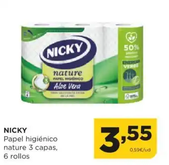 Alimerka NICKY Papel higiénico nature 3 capas, oferta