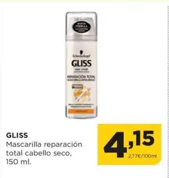 Alimerka GLISS Mascarilla reparación total cabello seco, oferta