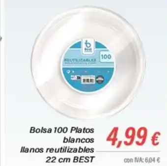 Cash Ifa Bolsa 100 Platos blancos llanos reutilizables 22 cm BEST oferta